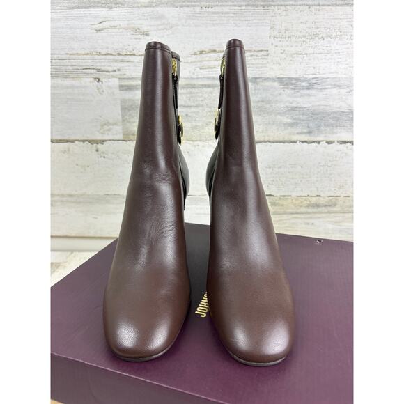 Johnston & Murphy Charlotte womens 8 1/2 brown leather bit ankle bootie new - Picture 2 of 10